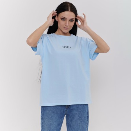 T-shirt female, color is bright blue, the size of One size (42-46)-4
