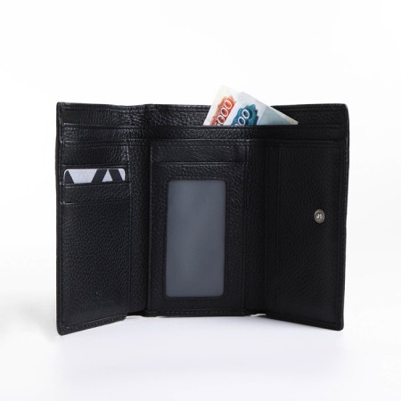 Women's wallet on the button, black color-5