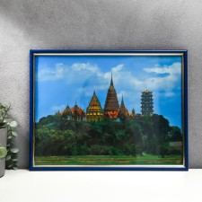 Photo frame 30x40 (584r) Blue malachite with gold (plastic screen)