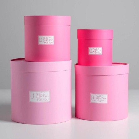 A set of boxes of thin cardboard 4 in 1, gift packaging, “pink”, 12 x 12 - 20 x 20 cm-1