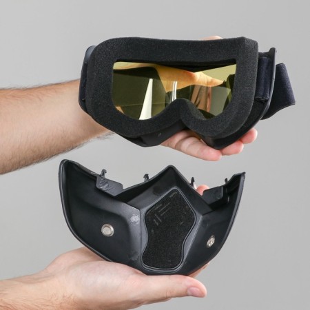 Mask glasses for motor vehicles, collapsible, yellow glass, black color-7