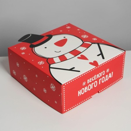 Folding box "Snowman", 25 x 25 x 10 cm, new year