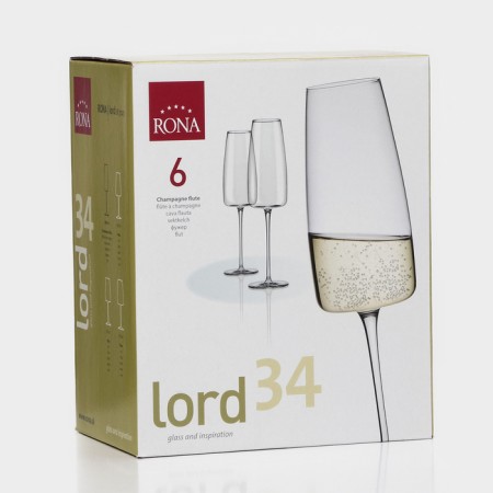 A set of glasses for champagne Lord, 340 ml, crystal glass, 6 pcs-7