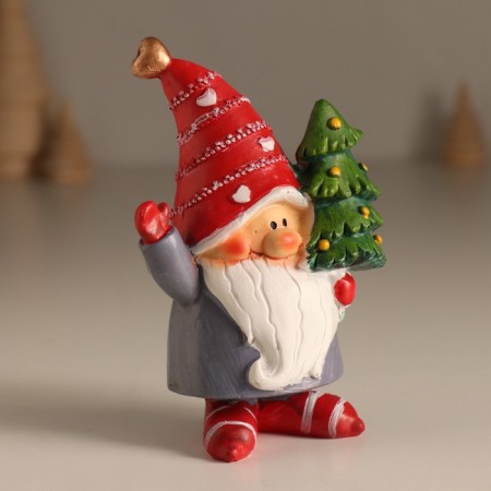 Suvenir Polystone "Santa Claus with Christmas tree" 11.5x6.5x5 cm-1