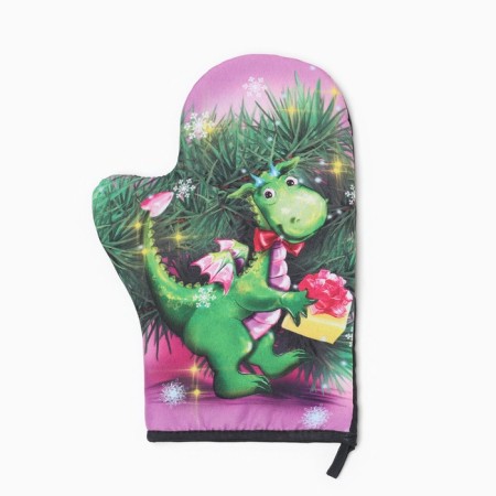 Mittens-Open "Dragon at the Christmas tree" 20x28 cm, 35% HL, 65% PE, Vatin 250 g/m2-1