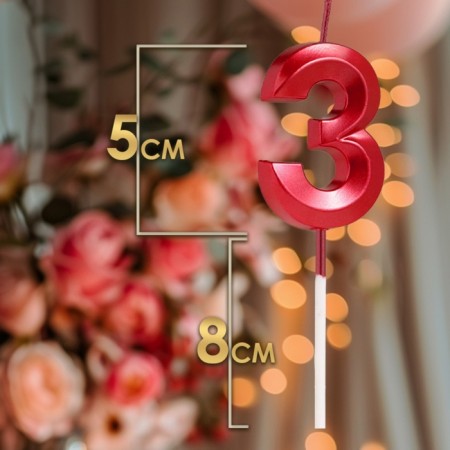 Candle in the cake on the ships "Fine", the number "3", 5 cm, red-1