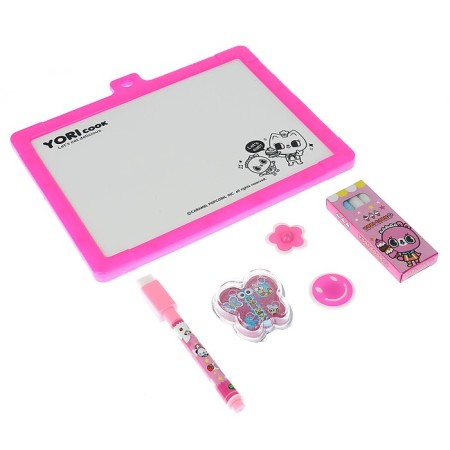 The board is magnetic double -sided, under the marker and chalk, sponge, chalk 3 pcs., Marker, magnets 2 pcs.-3