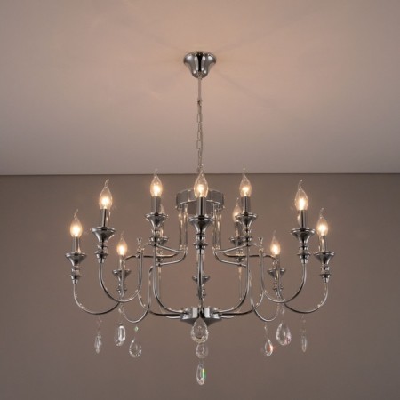 Suspended chandelier Citilux "Riga" CL437221, 81x81x82 cm, 12x60W, E14, gray color