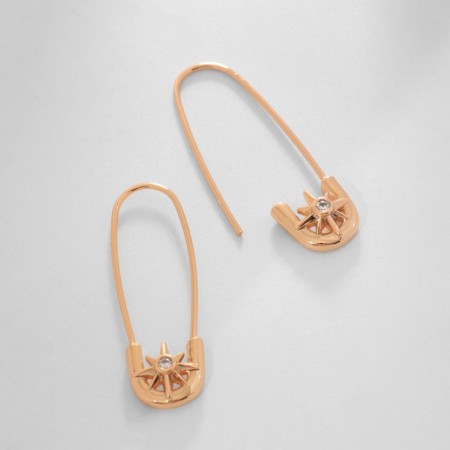 Earrings with rhinestones Xuping pin are impeccable, white color in pink gold-2