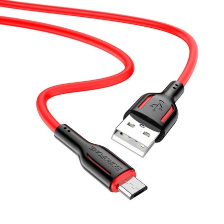 Cable Borofone BX63, microUSB - usb, 2.4 a, 1 m, tpe braid, red-2