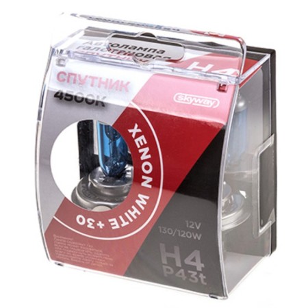 Car lamp Skyway H4, 12 V, 130/120 W, P43T, Xenon White+30, 4600 K, 2 pcs-2
