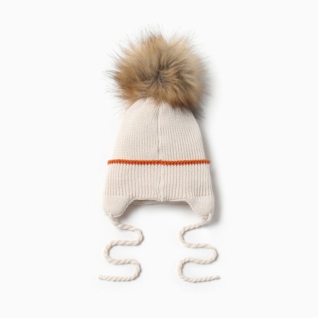Children's hat with insulation, rr 35-40, milk color-2