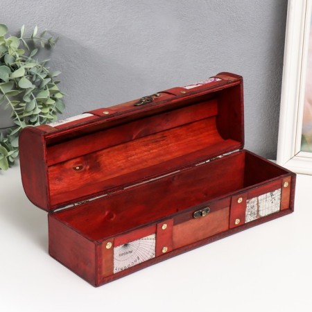 Casket Wood for a bottle "Old card" 12.5x34x11 cm, mix-3