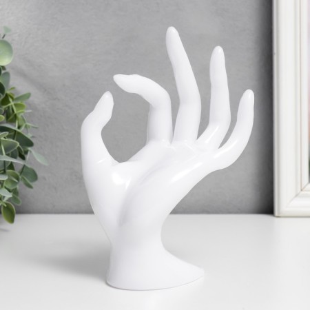 Souvenir Polystone stand for jewelry "Hand" White 16.5x8 cm-1