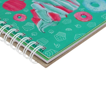 Calligrata A5 sketchbook, 55 sheets, solid cover, "delicious", metallized cardboard with a volumetric pattern, block 80 g/m2 + 5 sheets of tinted paper-2