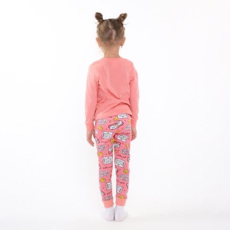 Pajamas for a girl (longshit/pants), pink/hare color, height 122 cm-3
