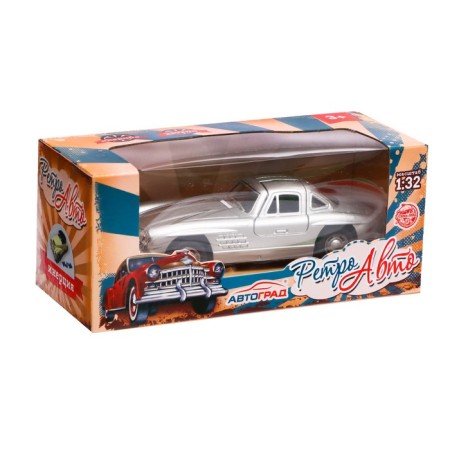 Metal machine "luxury", inertial, doors open, 1:32, silver color-4