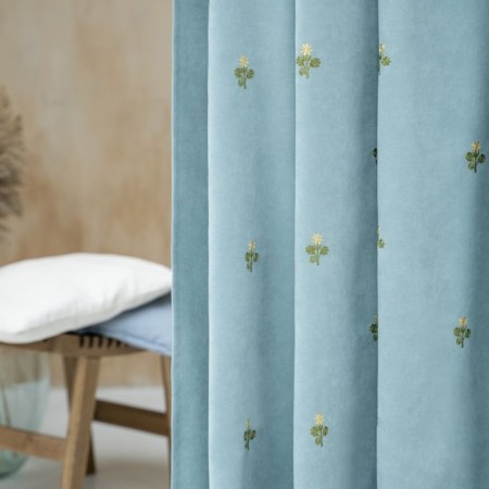 Set of curtains "Ginko", size 145x270 cm, color of heavenly blue-3