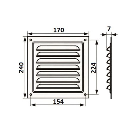 Ventilation grate Zein Lux RM1724KR, 170 x 240 mm, with a grid, metal, brown-6