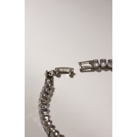 Bracelet with rhinestones "ice" luxury, ovals, white color in silver-4