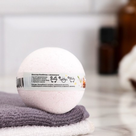 A bomb for a bathtub with a Schimmer "Dobroparov", white musk and lily, 110 gr, white-pearl-1