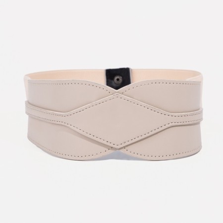 Women's belt on buttons, width 8 cm, beige color