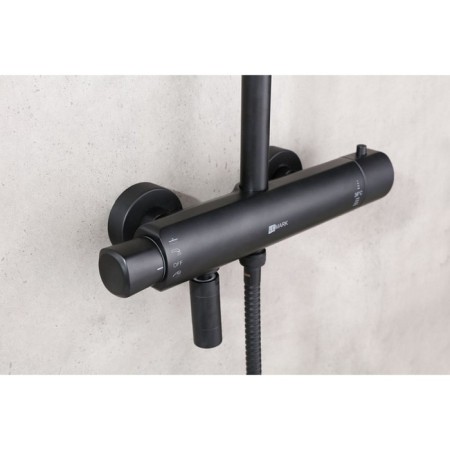 Lemark Bronx LM3772BL shower system, simultaneous, tropical shower, watering can, black-1