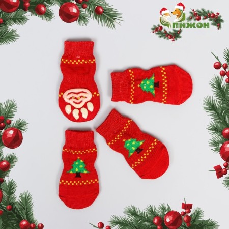 Nosks non -slip "Christmas trees", s (2.5/3.5 * 6 cm), set 4 pcs