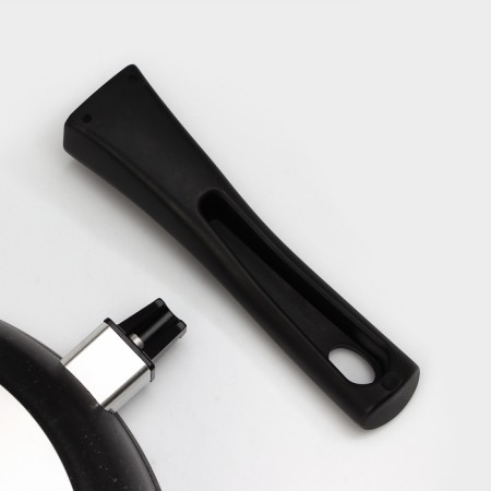 Pan, d = 26 cm, removable handle, glass cover, anti -stick coating, dark marble color-7