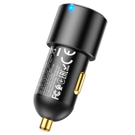 Hoco NZ6, 2 Type-C, 1 USB, 63 W, PD + Qc, Black Automobile-5