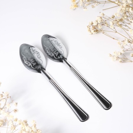 A set of spoons with an engraving “best parents”, 15.5 x 25.5 cm.-3