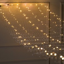 Гирлянда «Звёздное небо» 1 × 5 м роса, IP44, УМС, серебристая нить, 300 LED, свечение тёплое белое