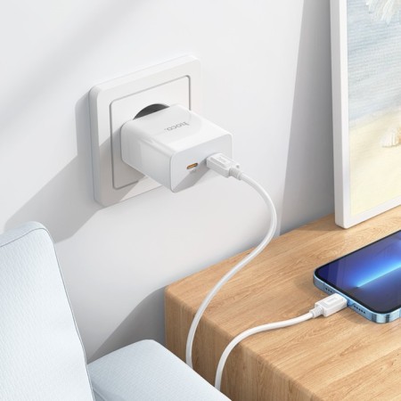 Network charger Hoco C108A, 2 Type-C, 35 W, PD + Qc, White-6
