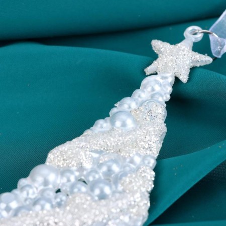 Christmas tree decoration "elegant shine" 7x14 cm, white-1