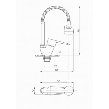 FAUZT FZS-811-126 kitchen mixer, single-leaf, flexible spout 145 mm, chrome-3