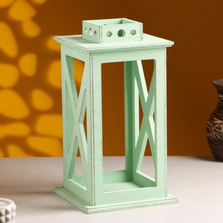 Kashpo wooden "Lantern. Provence" 17x17x31 cm olive-2