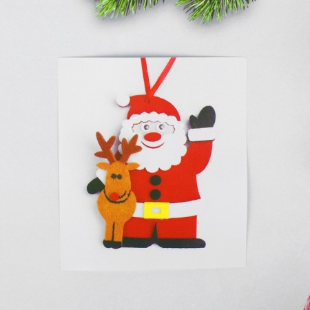 Set for creativity - create a Christmas tree decoration from the felt "Santa Claus with a deer"-2