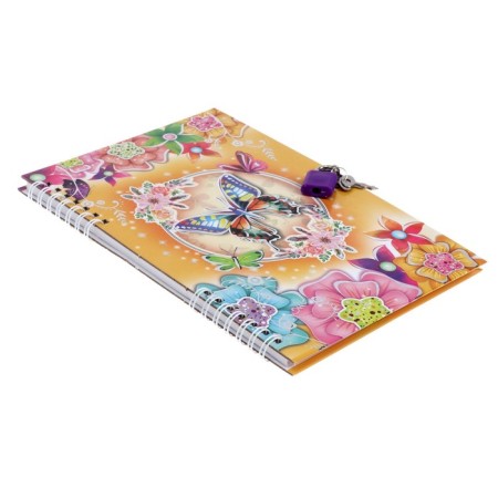 Notebook Gift Book on a lock, A5, 50 sheets, line, "Flowers/ butterflies", mix-3