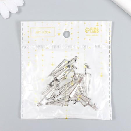 Decor for creativity Metal "Umbrella composed" set 10 pcs silver 1.1x4.2 cm-3
