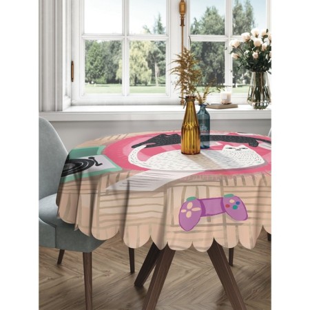 Tables on the table "Home gatherings and cats", round, Saten, d = 150 cm