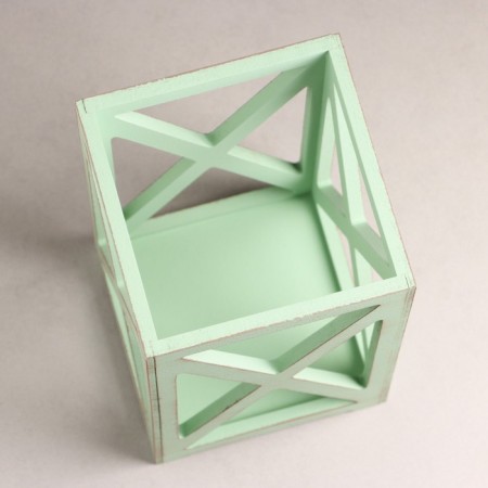 Kashpo wooden 14 × 14 × 26 cm "Lantern High-tech Provence", olive-1