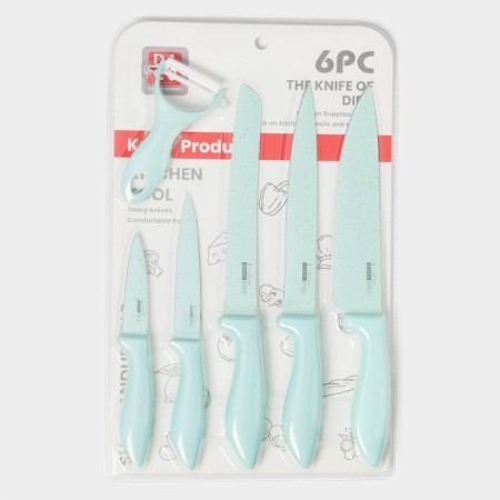 A set of kitchen utensils "Claud", 6 objects: 5 knives, vegetable cleaning of ceramics, turquoise color-4