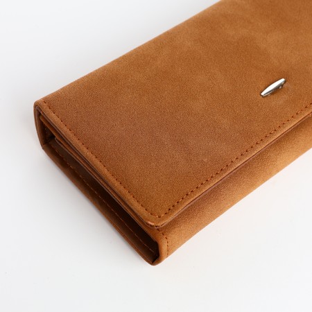 Women's wallet on the button, brown color-2