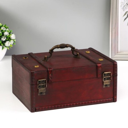 Casket wood chest "Middle Ages" with scaples 9.5x22x15.5 cm-1