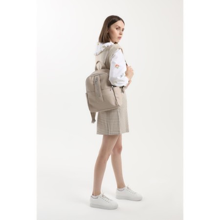 Women's backpack made of artificial leather with lightning, 3 pockets, color gray color-4