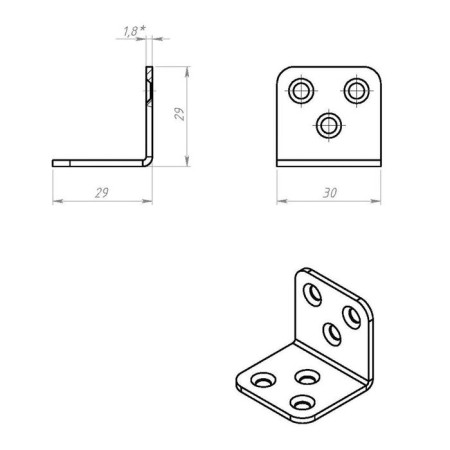 Corner Furniture Tundra Krep, 30x30x1.8 mm, without coating, in packaging 1 pc.-3