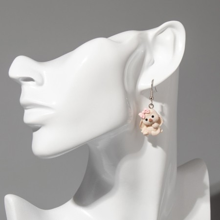 Earrings Assorted "Joy" hares, gray color in silver-3