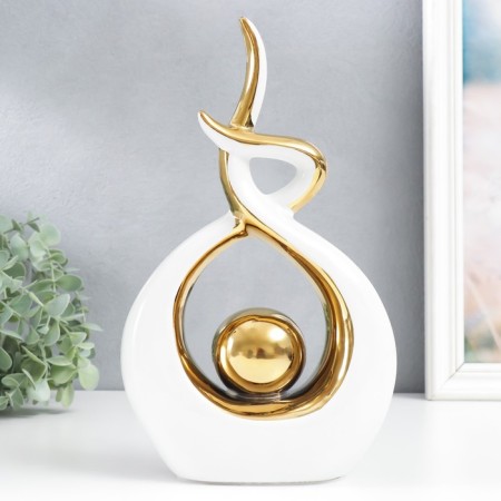 Souvenir Ceramics "Abstraction. Touch. Ball" White with gold 28x6x17 cm