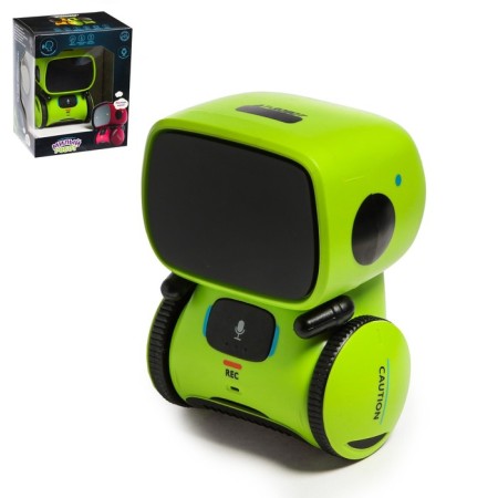 Interactive “cute robot” robot, light and sound effects, Russian voice acting, green color