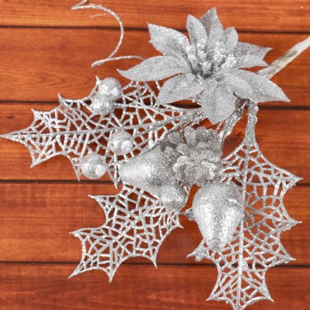 Decor "Winter Dreams" Lily, 20 cm, silver-1
